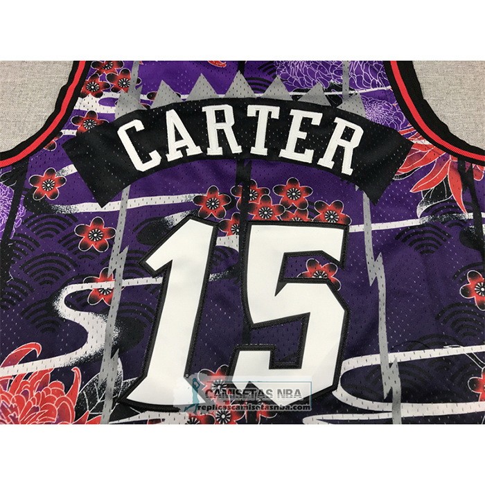 Camiseta Toronto Raptors Vince Carter NO 15 Mitchell & Ness Lunar New Year Violeta
